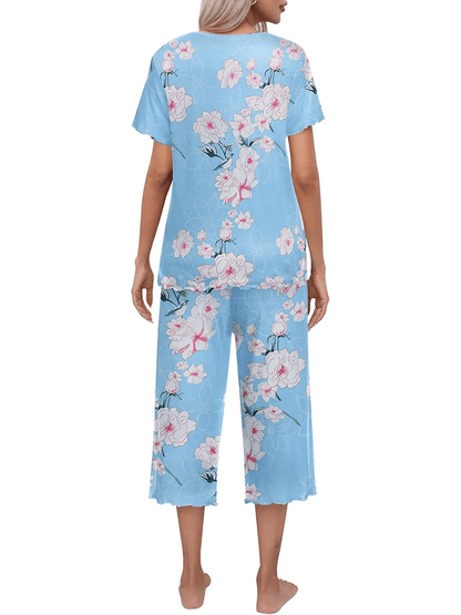 Sunny Capri Set | Printed Short Sleeve Pajama - Hartwella