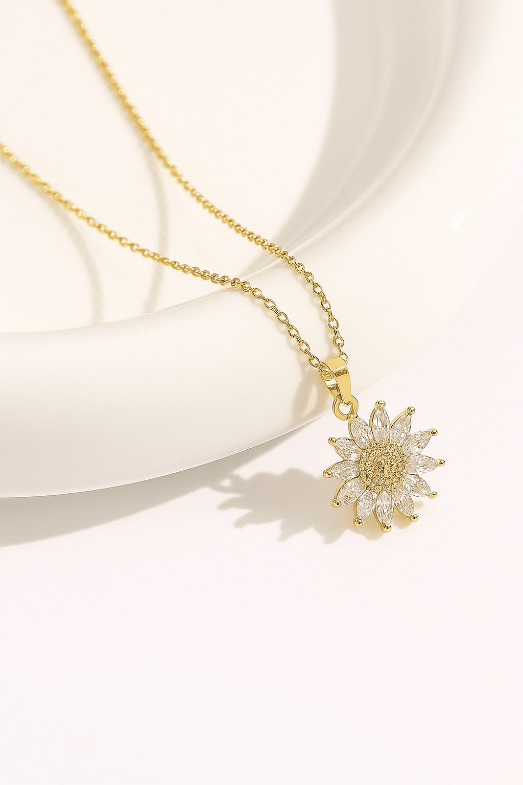 Sunny Gift Box Necklace | Gold-Plated with Cubic Zirconia - Hartwella