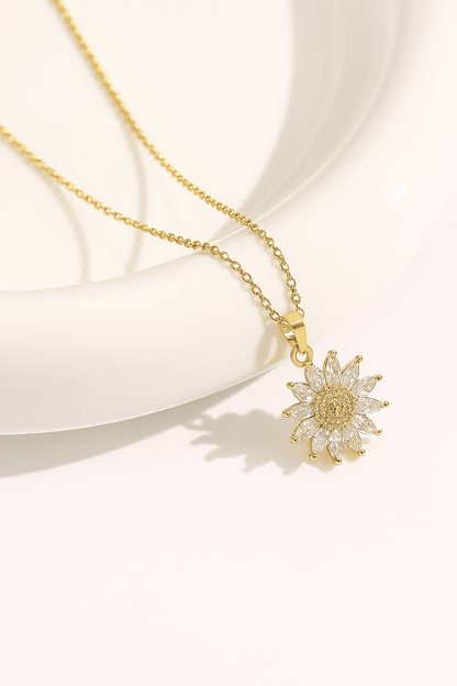 Sunny Gift Box Necklace | Gold-Plated with Cubic Zirconia - Hartwella