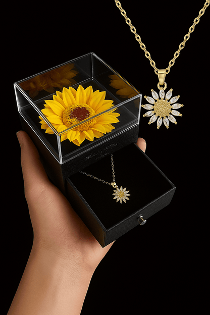 Sunny Gift Box Necklace | Gold-Plated with Cubic Zirconia - Hartwella