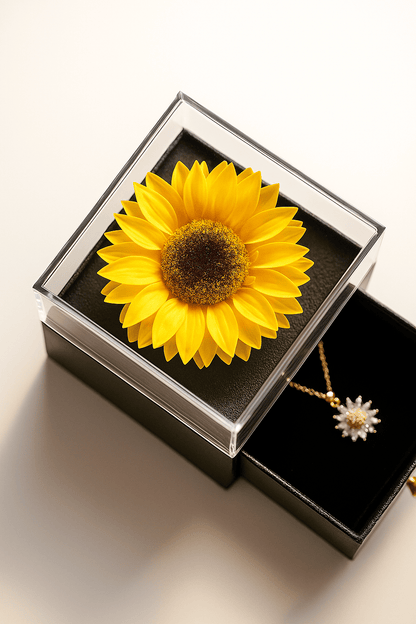 Sunny Gift Box Necklace | Gold-Plated with Cubic Zirconia - Hartwella