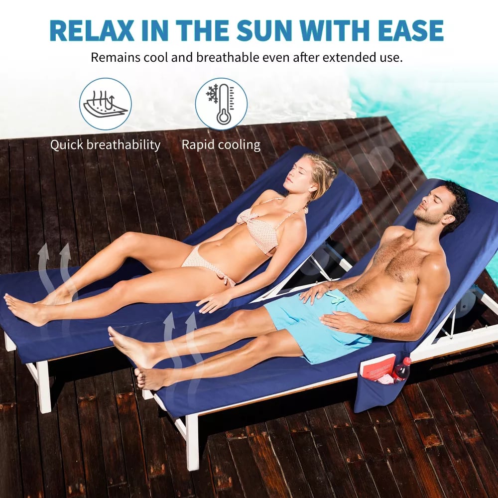 Sunny Lounger Towel | Quick - Dry, Portable with Pockets - Hartwella
