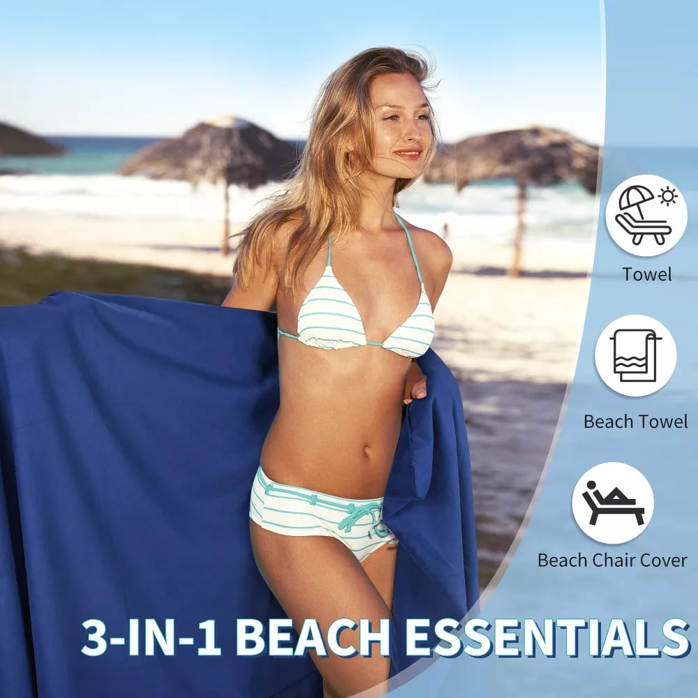 Sunny Lounger Towel | Quick - Dry, Portable with Pockets - Hartwella