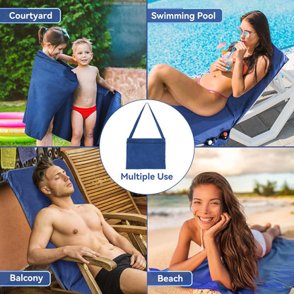 Sunny Lounger Towel | Quick - Dry, Portable with Pockets - Hartwella