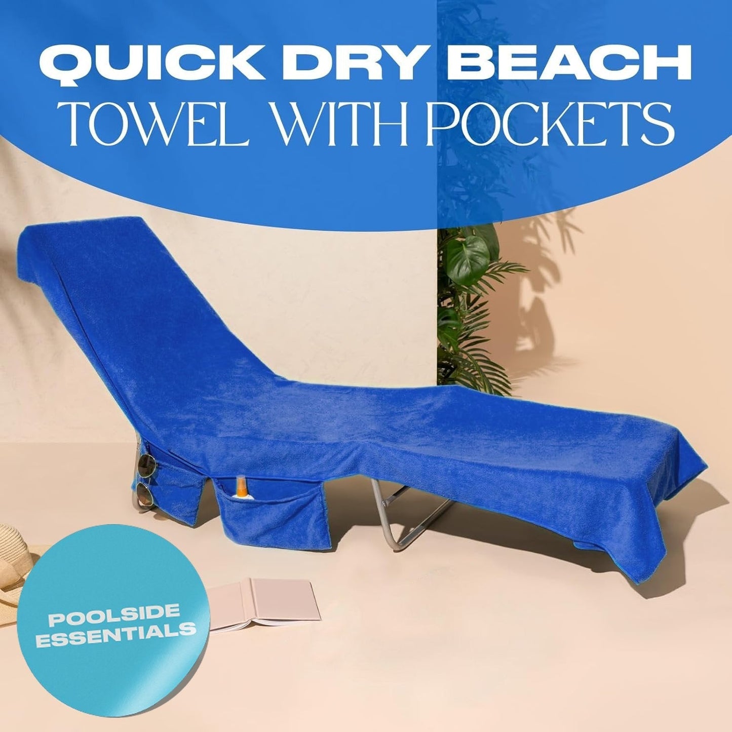 Sunny Lounger Towel | Quick - Dry, Portable with Pockets - Hartwella