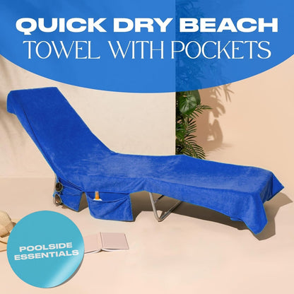 Sunny Lounger Towel | Quick - Dry, Portable with Pockets - Hartwella