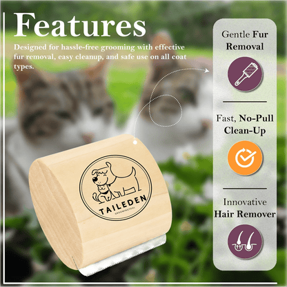 Taily Pet Brush | Wooden Handle, Stainless Steel Deshedding Tool for Cats and Dogs - Hartwella