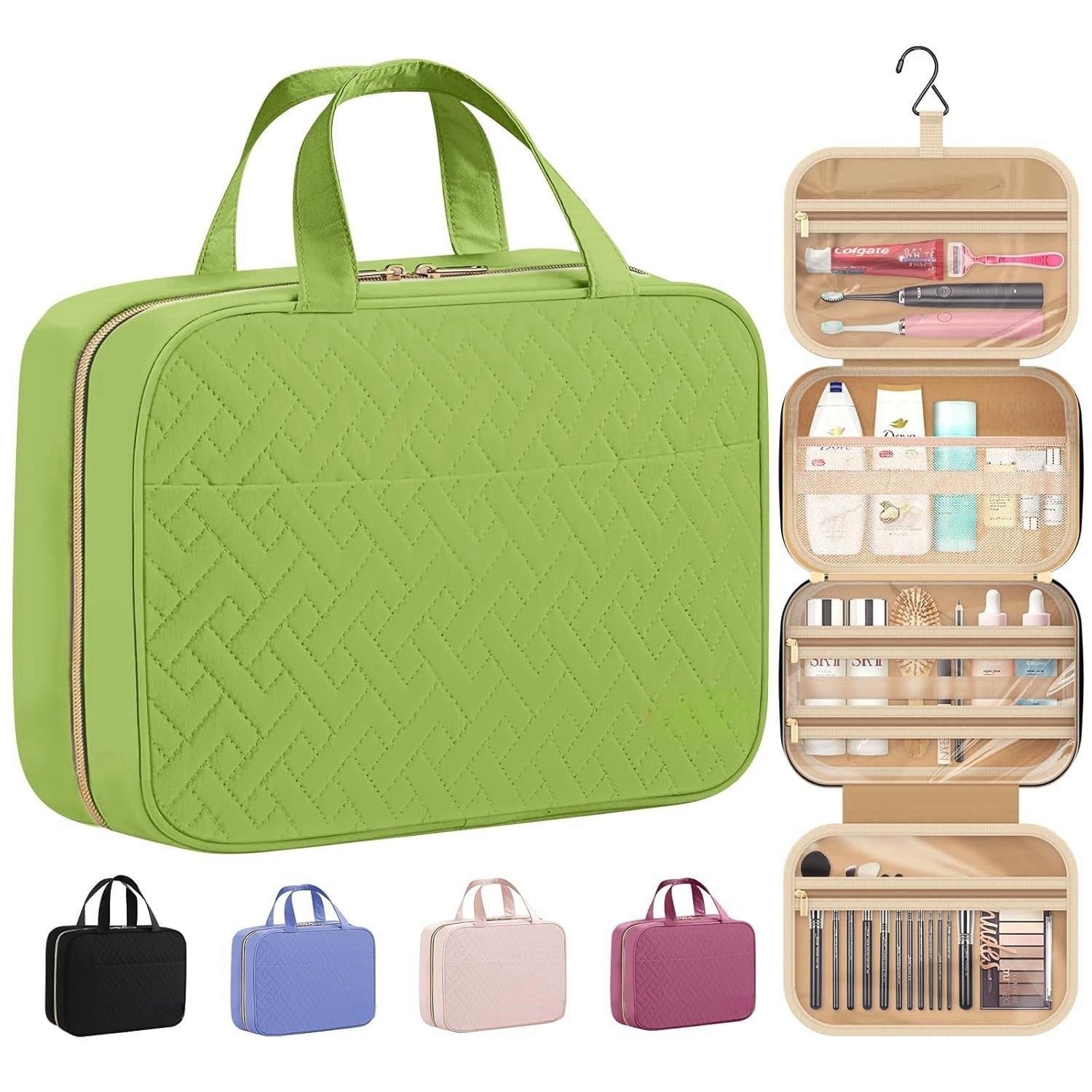 Talia Travel Toiletry Bag | Compact, Waterproof with Hanging Hook - Hartwella
