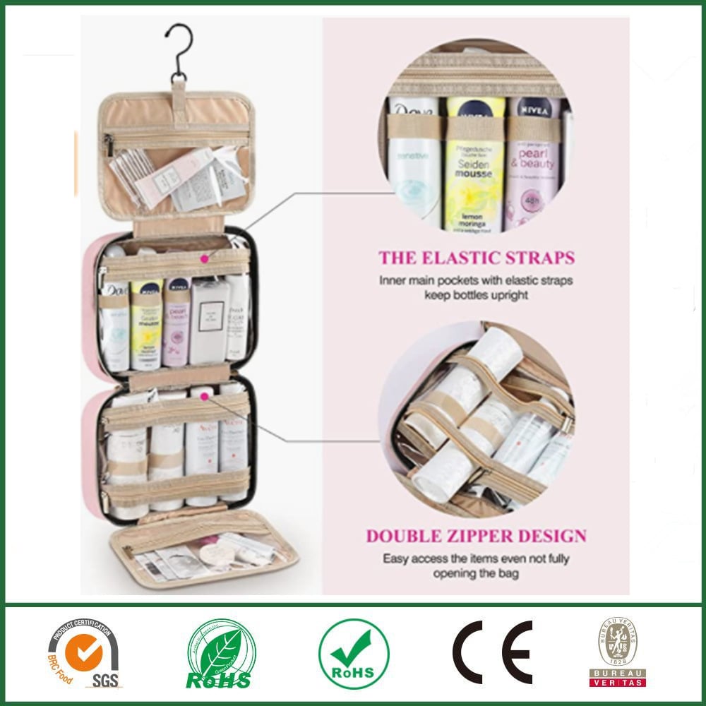 Talia Travel Toiletry Bag | Compact, Waterproof with Hanging Hook - Hartwella