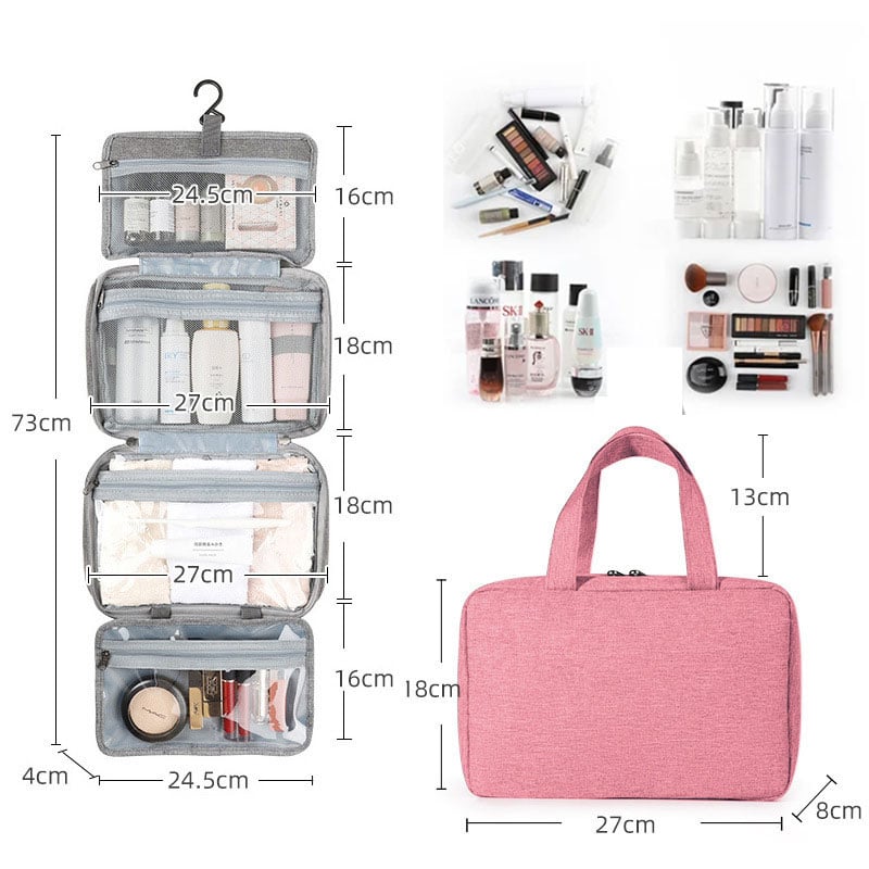Talia Travel Toiletry Bag | Compact, Waterproof with Hanging Hook - Hartwella