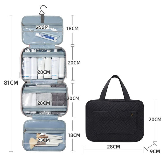 Talia Travel Toiletry Bag | Compact, Waterproof with Hanging Hook - Hartwella