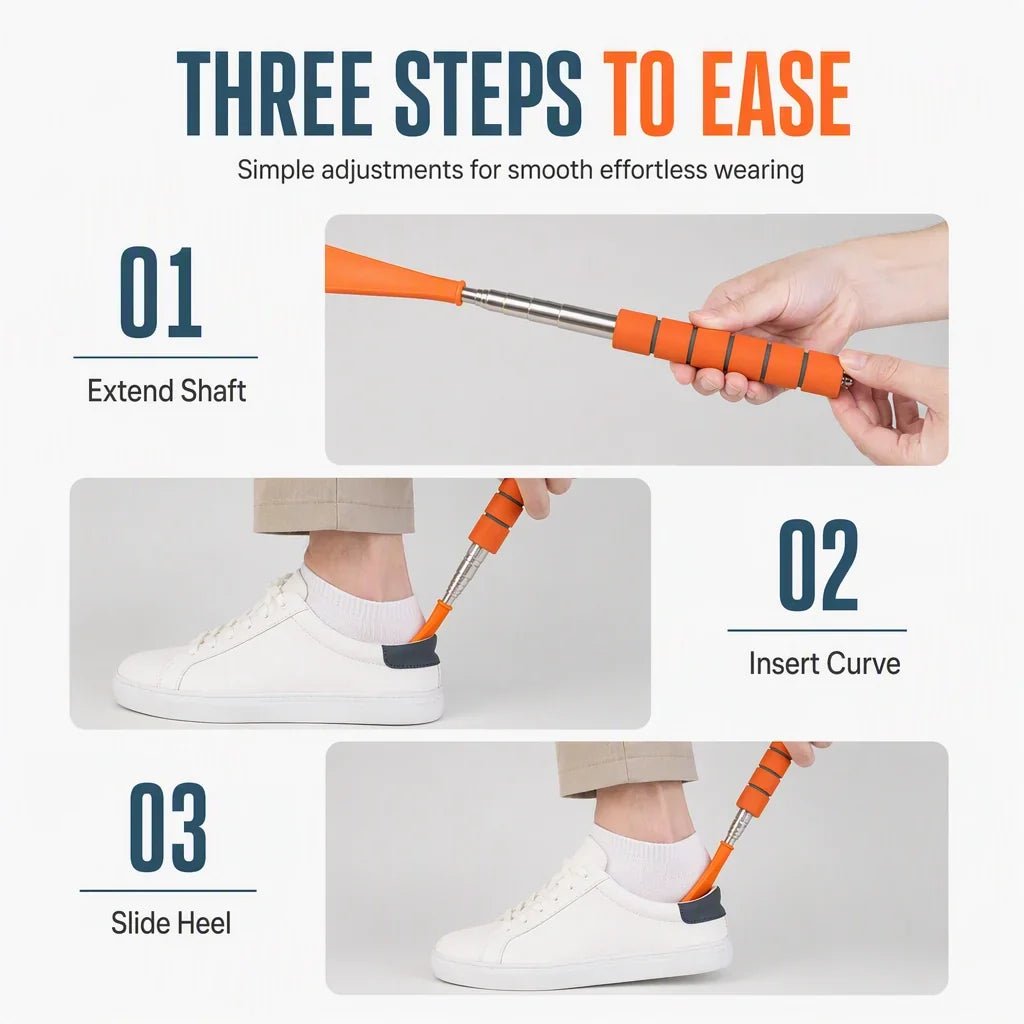 Tango Long Handled Shoe Horn | Stainless Steel, Ergonomic Design, Extendable 70 cm - Hartwella