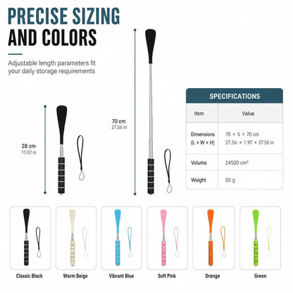 Tango Long Handled Shoe Horn | Stainless Steel, Ergonomic Design, Extendable 70 cm - Hartwella