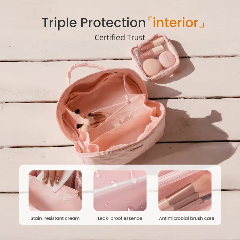 Tara Travel Makeup Bag | 180° Lay - Flat Design, Waterproof - Hartwella