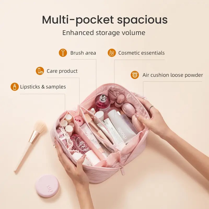 Tara Travel Makeup Bag | 180° Lay - Flat Design, Waterproof - Hartwella