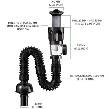 Telo Drain Pipe | Anti - Odor, Easy Installation, Stainless Steel - Hartwella