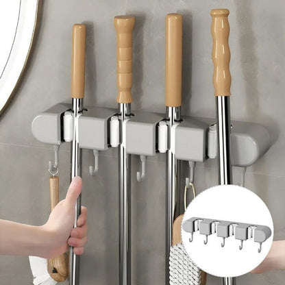 TidyGrip Tool Organizer | Wall Mount Broom Holder, Damage - Free Installation - Hartwella