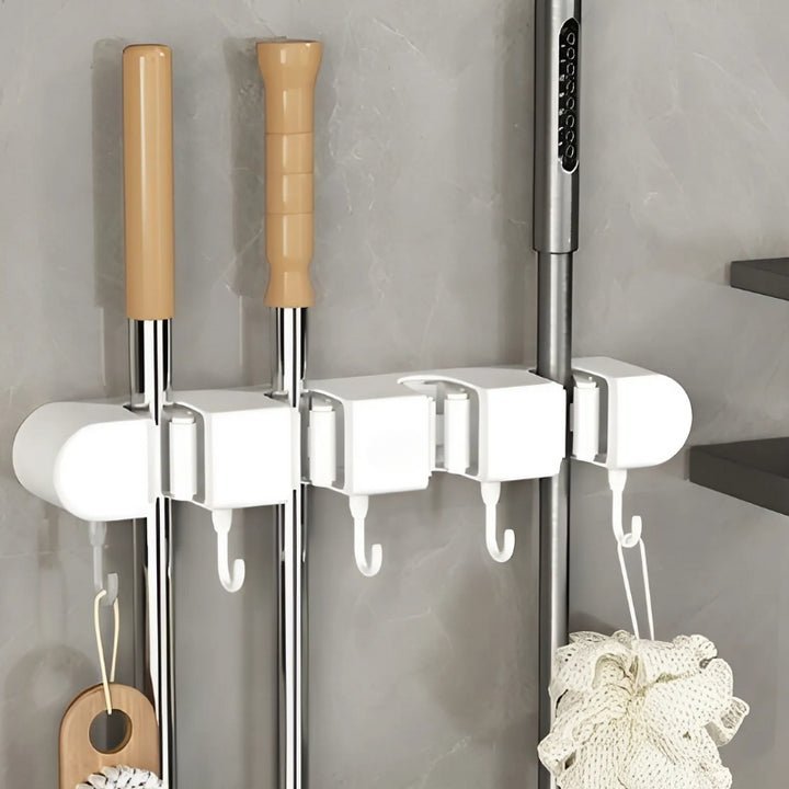 TidyGrip Tool Organizer | Wall Mount Broom Holder, Damage - Free Installation - Hartwella