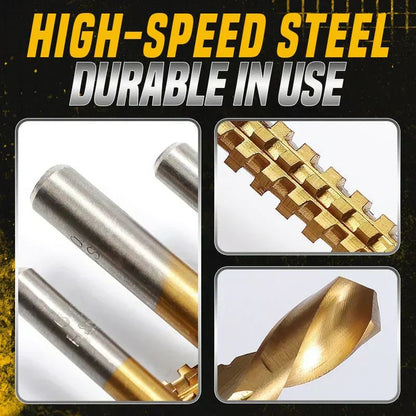 Titan Drill Bit Set | High - Speed Steel, Titanium - Coated - Hartwella