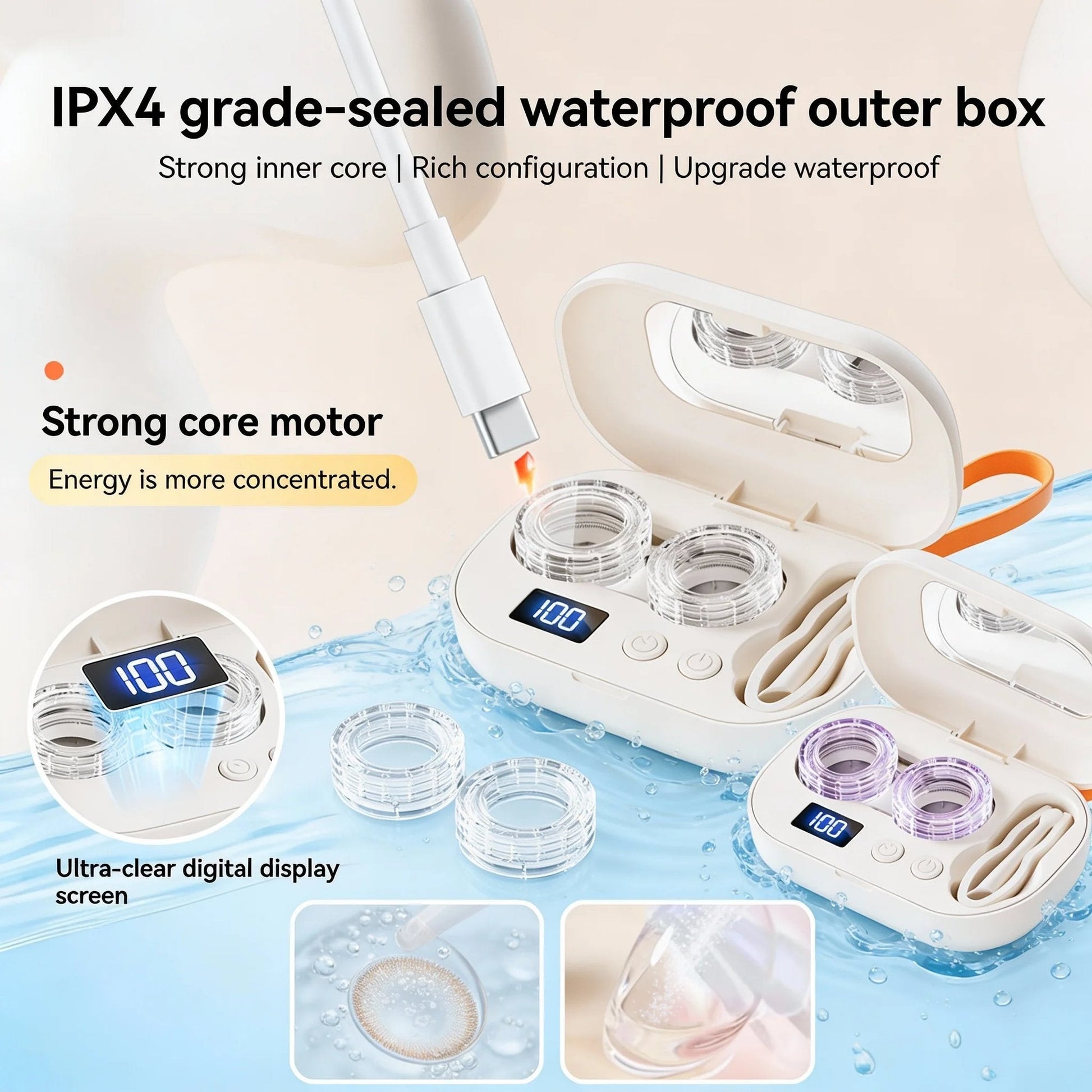 Ulysses Contact Lens Cleaner | Ultrasonic Rechargeable with Mirror - Hartwella
