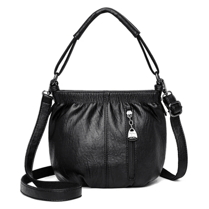 Vela Crossbody Bag | Soft PU Leather, Adjustable Strap, Three Zippered Compartments - Hartwella