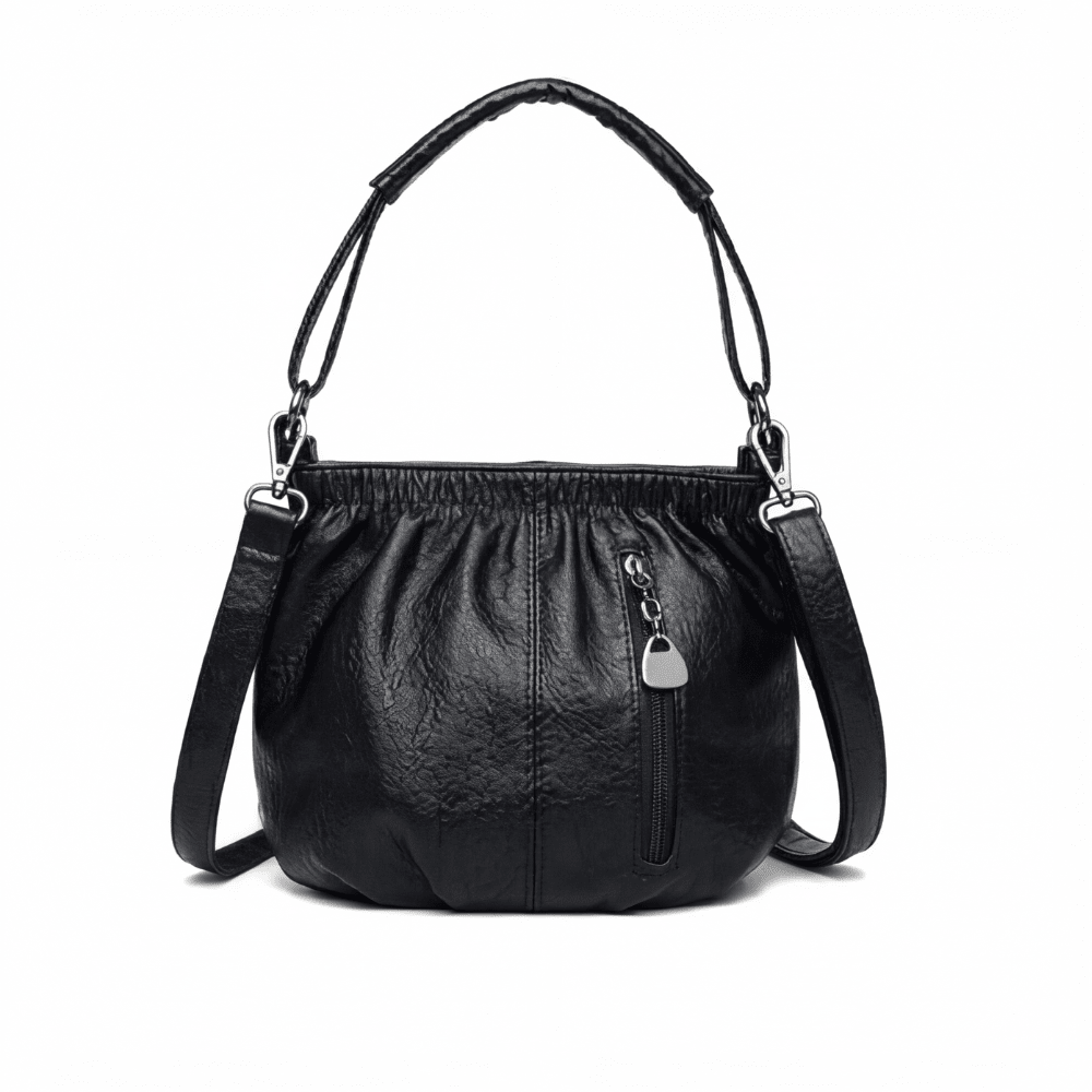 Vela Crossbody Bag | Soft PU Leather, Adjustable Strap, Three Zippered Compartments - Hartwella