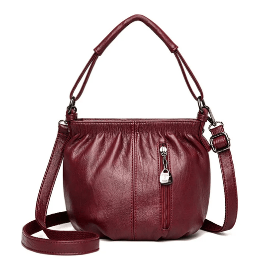 Vela Crossbody Bag | Soft PU Leather, Adjustable Strap, Three Zippered Compartments - Hartwella