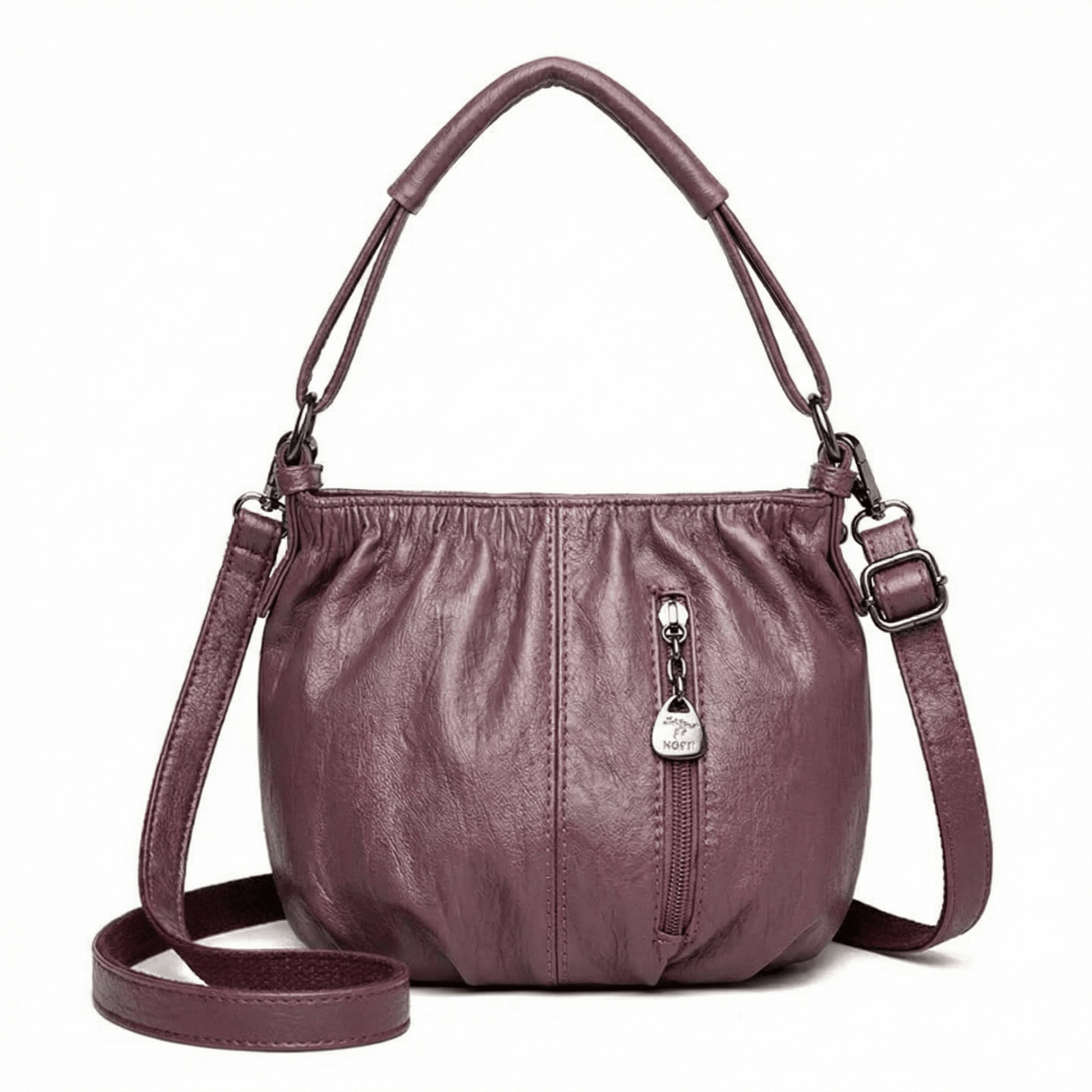 Vela Crossbody Bag | Soft PU Leather, Adjustable Strap, Three Zippered Compartments - Hartwella