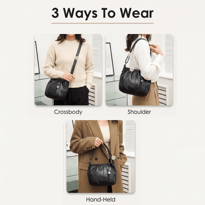 Vela Crossbody Bag | Soft PU Leather, Adjustable Strap, Three Zippered Compartments - Hartwella