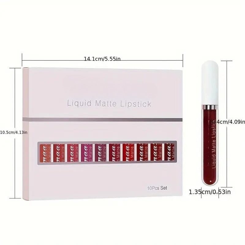 Vela Lipstick Set | 10 Iconic Matte Shades, Long-Lasting Nude Colors - Hartwella