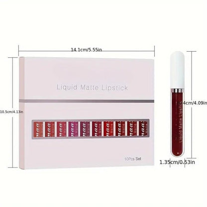 Vela Lipstick Set | 10 Iconic Matte Shades, Long-Lasting Nude Colors - Hartwella