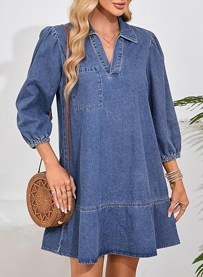 Vera Denim Dress | Soft, Breathable Fabric - Hartwella