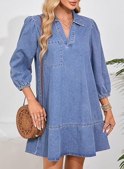 Vera Denim Dress | Soft, Breathable Fabric - Hartwella