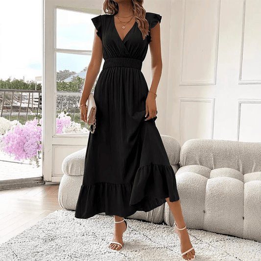 Vera Maxi Dress | Elegant Black Waist-Defining Design for Women - Hartwella