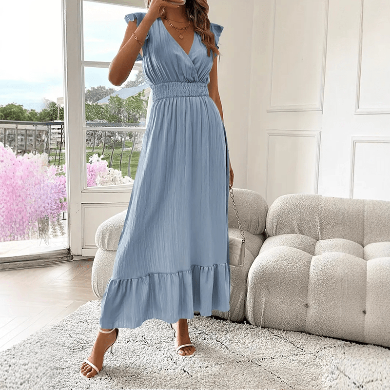 Vera Maxi Dress | Elegant Black Waist-Defining Design for Women - Hartwella