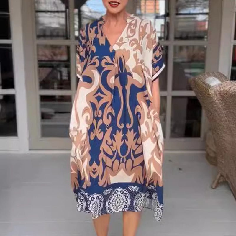 Vera Midi Dress | Flattering V - Neck, Breathable Fabric, Plus Size Options - Hartwella