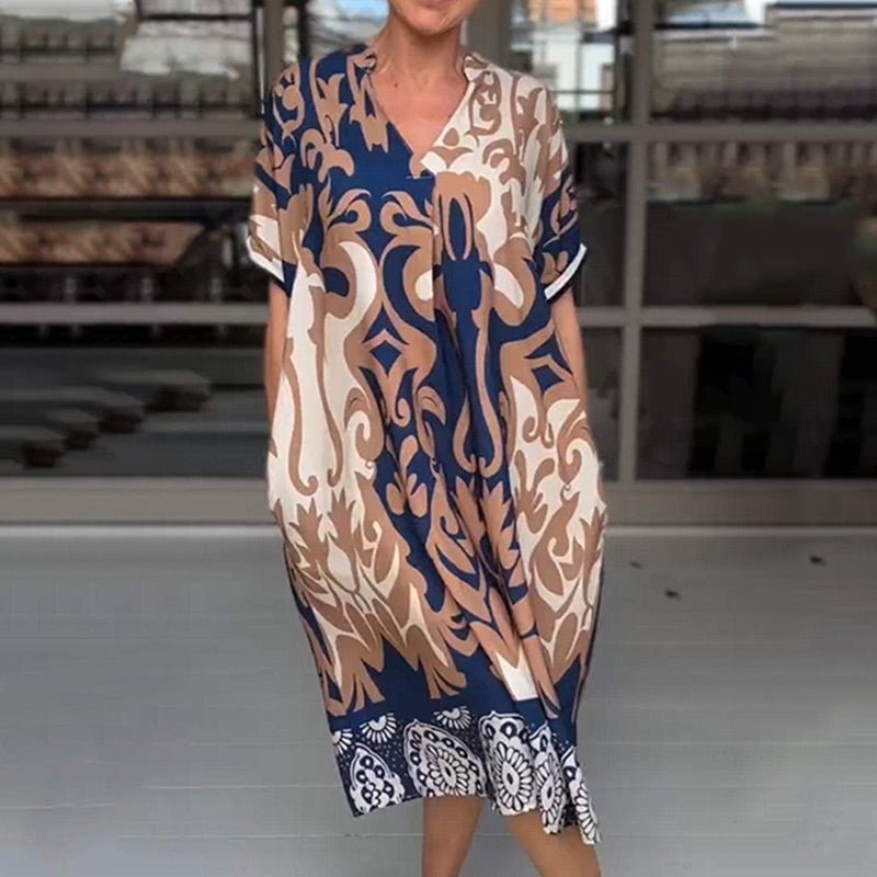 Vera Midi Dress | Flattering V - Neck, Breathable Fabric, Plus Size Options - Hartwella