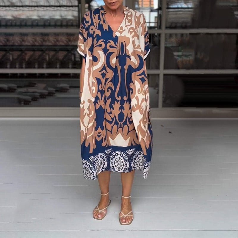 Vera Midi Dress | Flattering V - Neck, Breathable Fabric, Plus Size Options - Hartwella