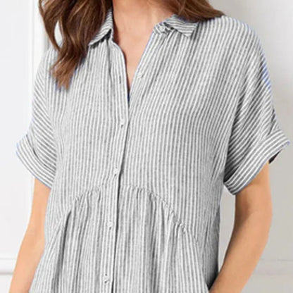 Vera Striped Dress | Women's V - Neck, Comfortable Fit, Plus Size Options - Hartwella