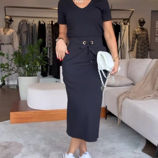 Vera V-Neck Top and Skirt Set | Stylish, Comfortable - Hartwella