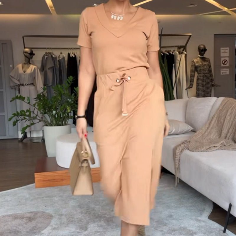 Vera V-Neck Top and Skirt Set | Stylish, Comfortable - Hartwella