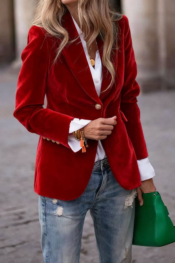 Vera Velvet Blazer | Slim-Fit, Luxurious Texture - Hartwella
