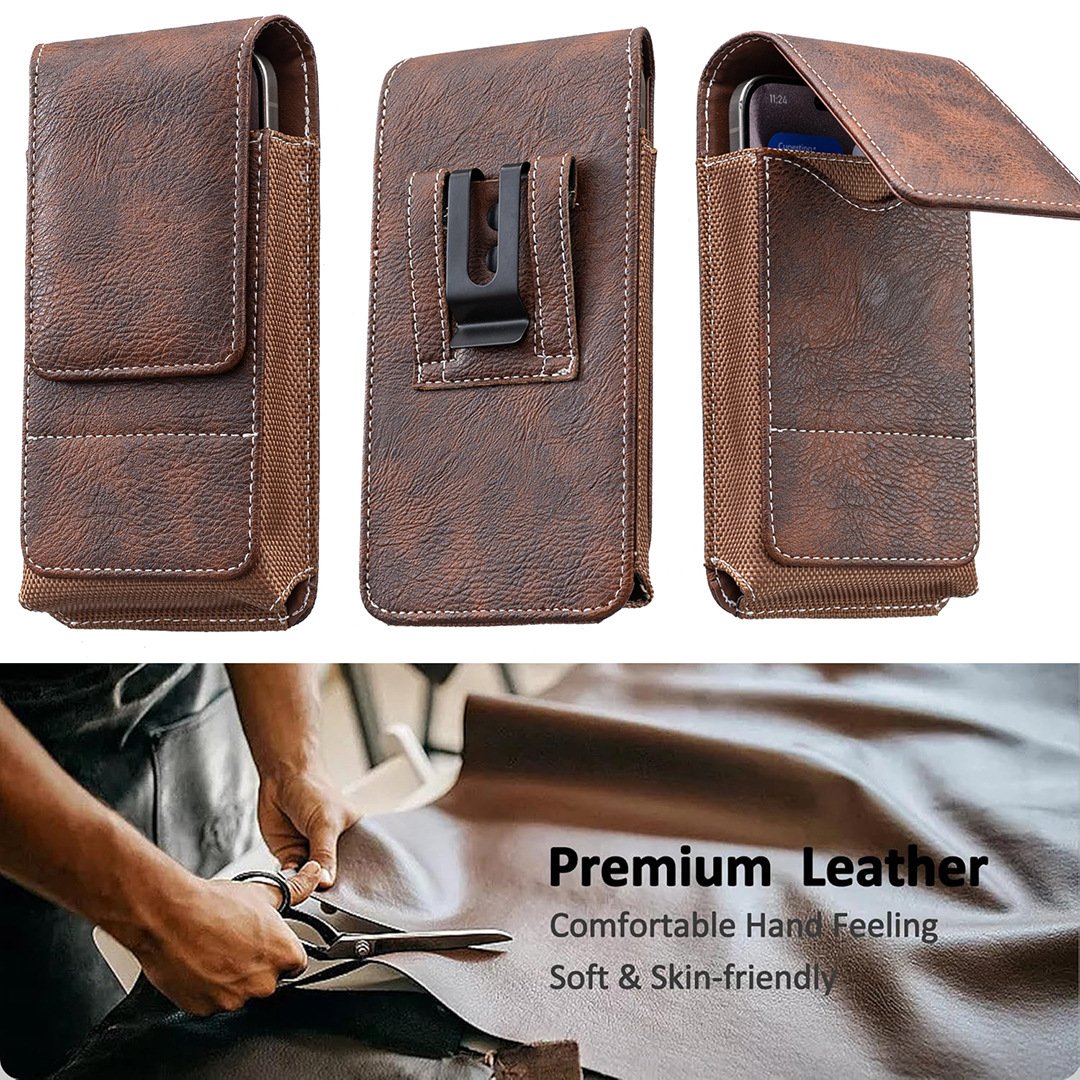 Vexo Phone Pouch | Multi-Pocket Leather Holster with Magnetic Closure - Hartwella
