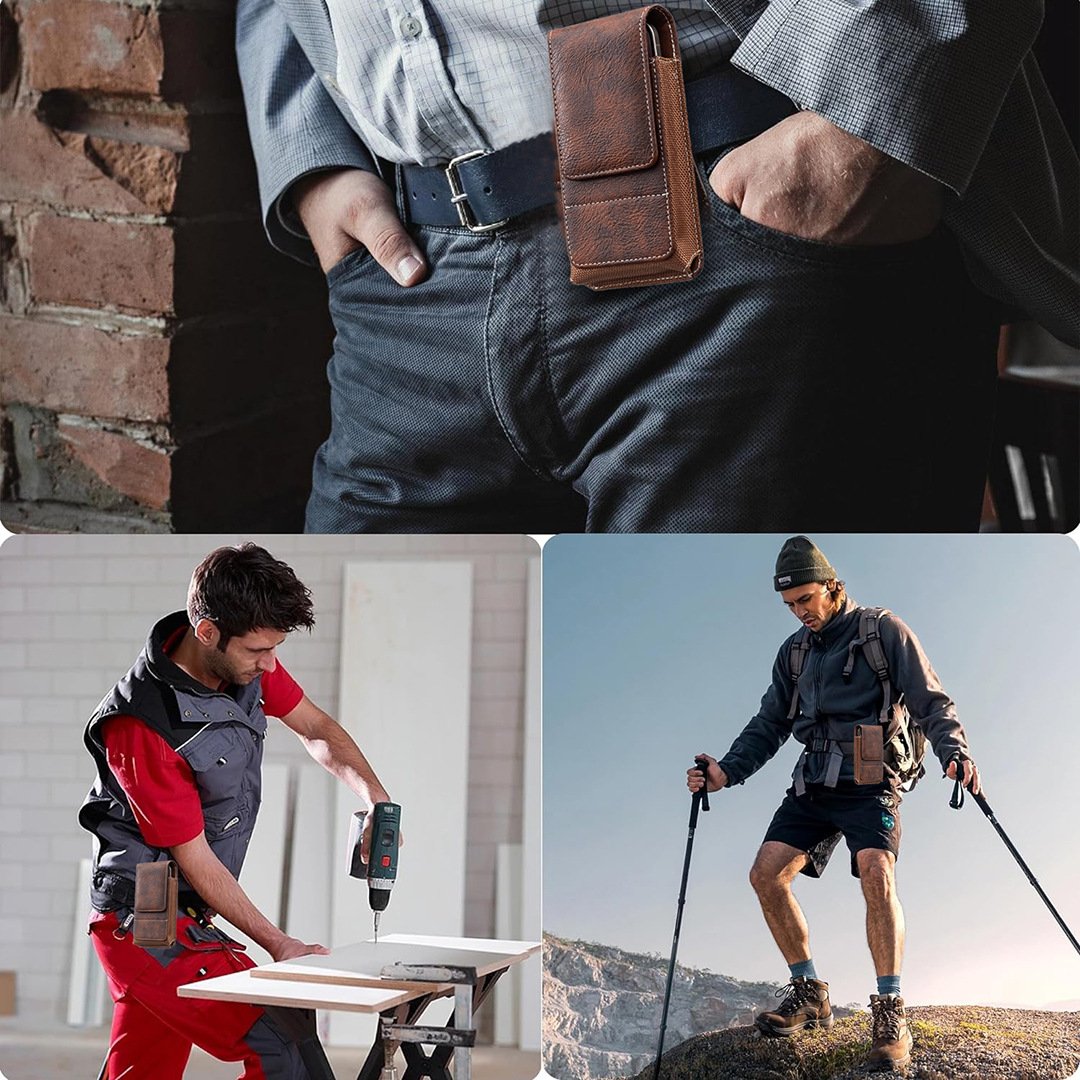 Vexo Phone Pouch | Multi-Pocket Leather Holster with Magnetic Closure - Hartwella