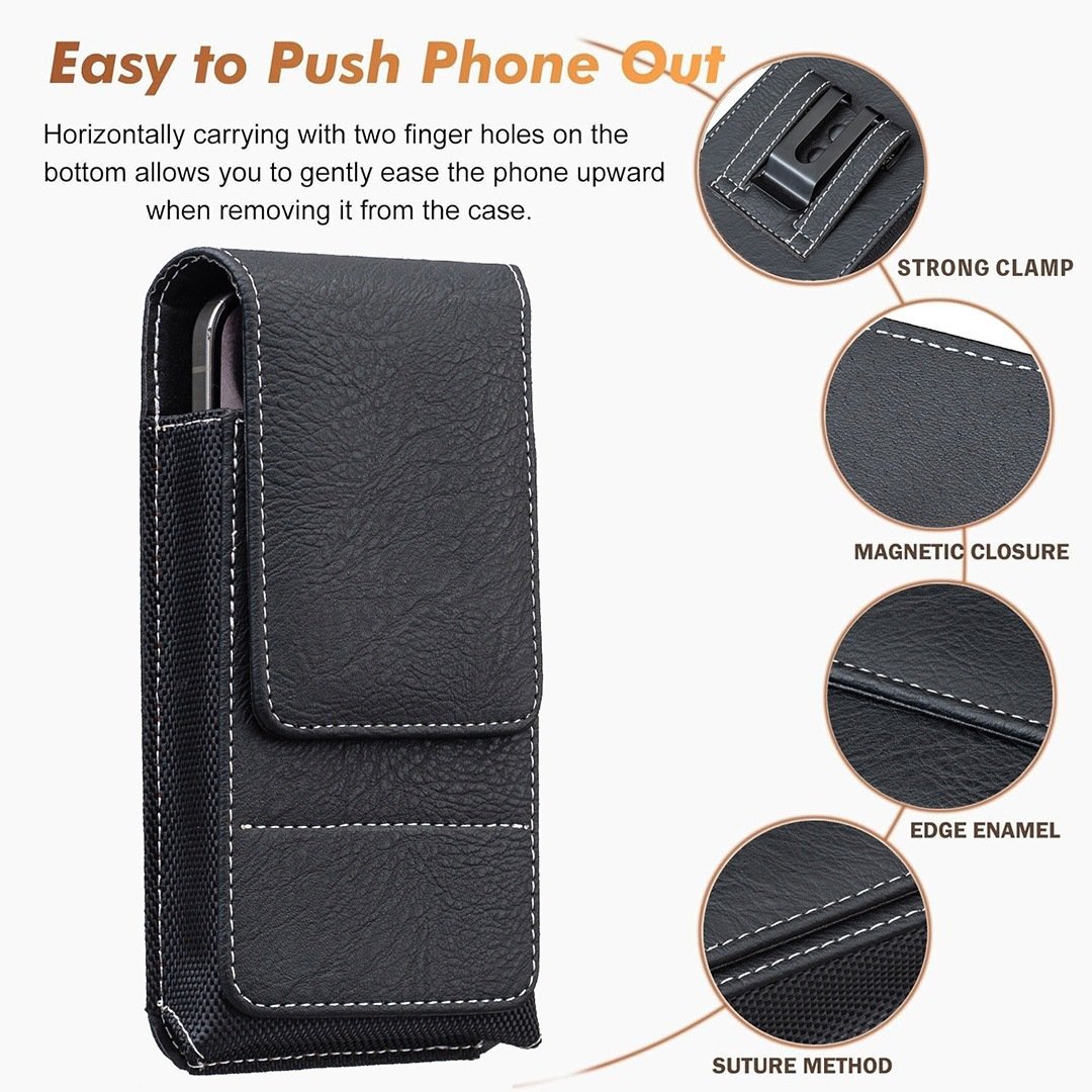 Vexo Phone Pouch | Multi-Pocket Leather Holster with Magnetic Closure - Hartwella