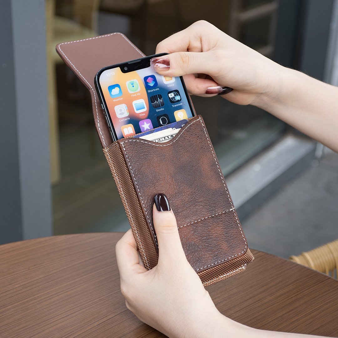 Vexo Phone Pouch | Multi-Pocket Leather Holster with Magnetic Closure - Hartwella