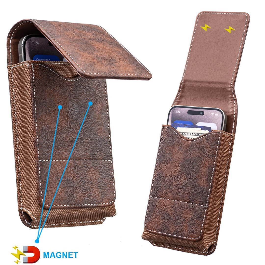 Vexo Phone Pouch | Multi-Pocket Leather Holster with Magnetic Closure - Hartwella
