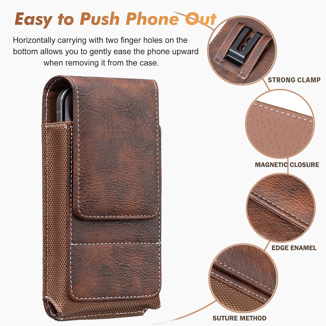 Vexo Phone Pouch | Multi-Pocket Leather Holster with Magnetic Closure - Hartwella