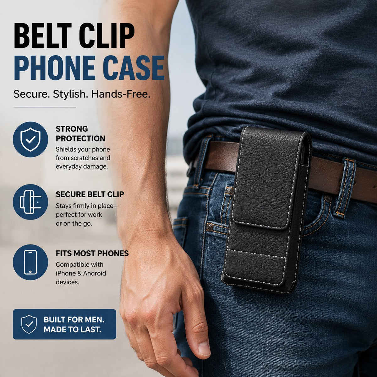 Vexo Phone Pouch | Multi-Pocket Leather Holster with Magnetic Closure - Hartwella