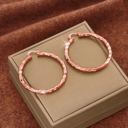 Viora Gold Hoop Earrings | Textured Minimalist Round Design, Secure Snap Closure - Hartwella